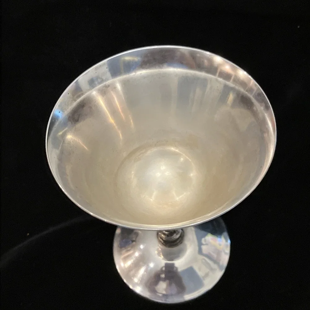 Set Of 2 VTG Silver Tone Twisted Stem Wine Goblets Valero Spain Polished Barware